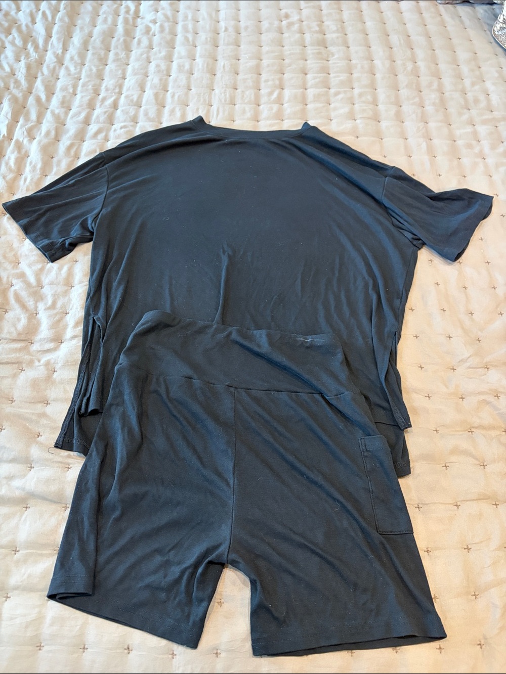 Amanda Uprichard Black Short Sleeve Tee & Pull-On Shorts Set